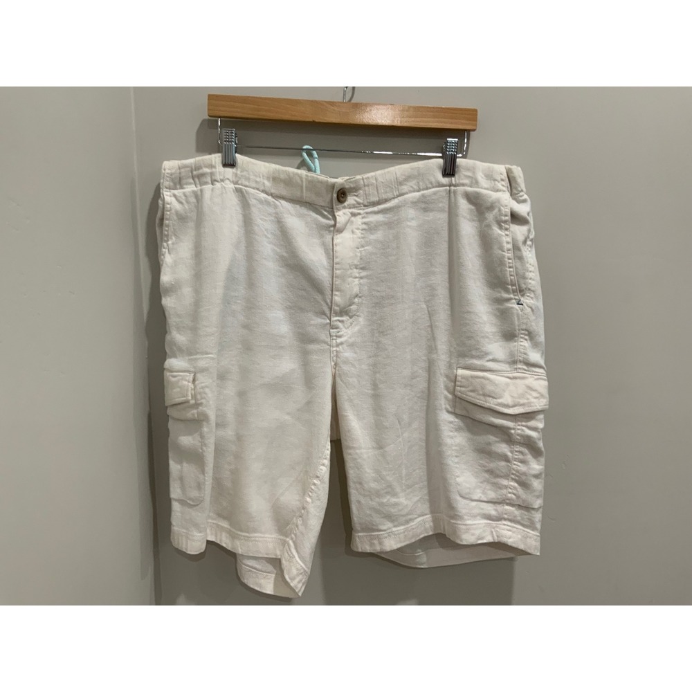 Tommy Bahama Mens XLT Linen BlendShorts Off White Elastic Waist Drawstring